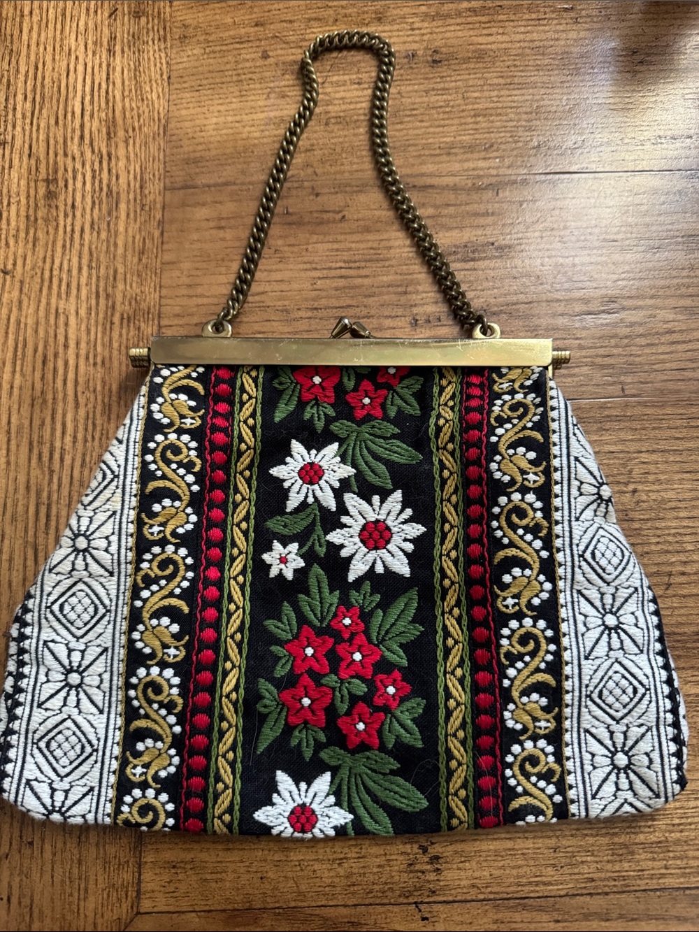 Vintage Hans-Peter Tasche Made In Austria Ladies Handbag Floral Pattern